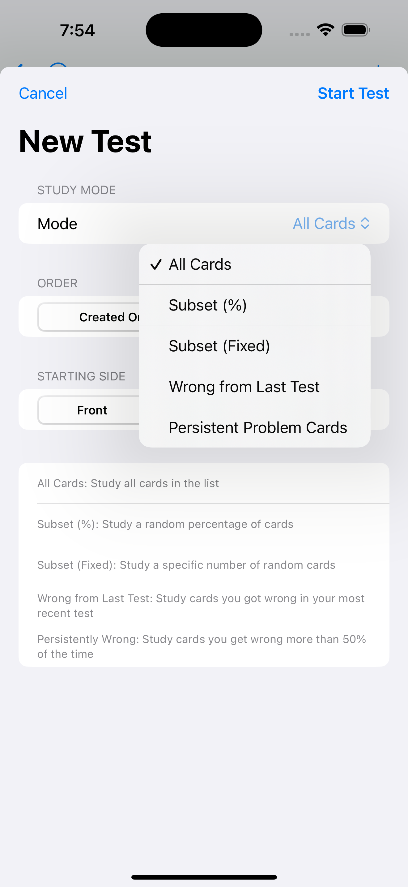 Configure your study session